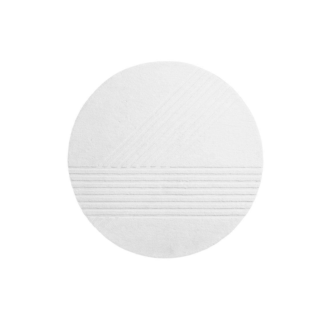 WOUD Kyoto Round Rug in white hand-tufted wool designed by Studio Tolvanen, Danish design