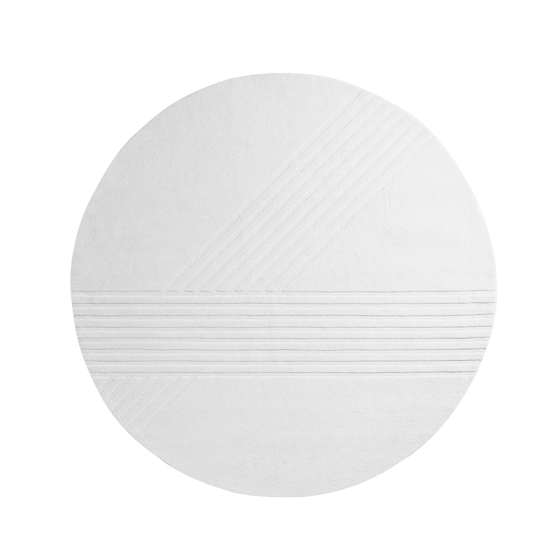 WOUD Kyoto Round Rug in white hand-tufted wool designed by Studio Tolvanen, Danish design
