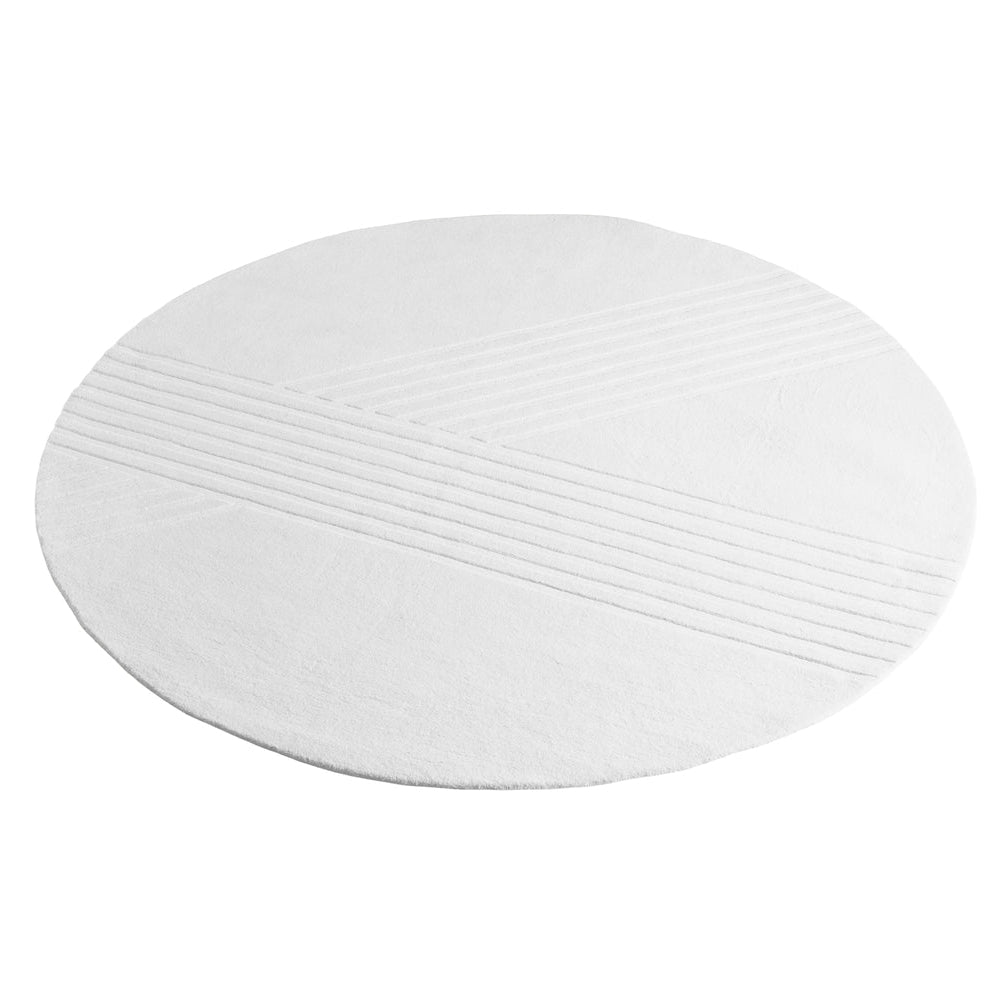 WOUD Kyoto Round Rug in white hand-tufted wool designed by Studio Tolvanen, Danish design