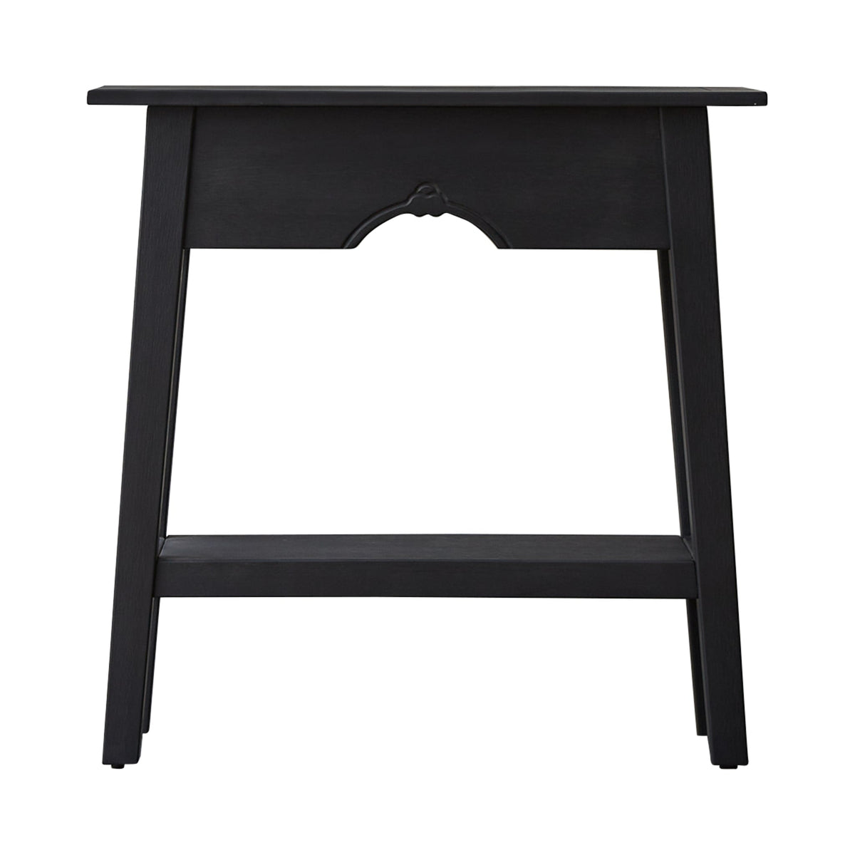 Tikamoon Thaki Black console table in solid pine, styled against a living room wall