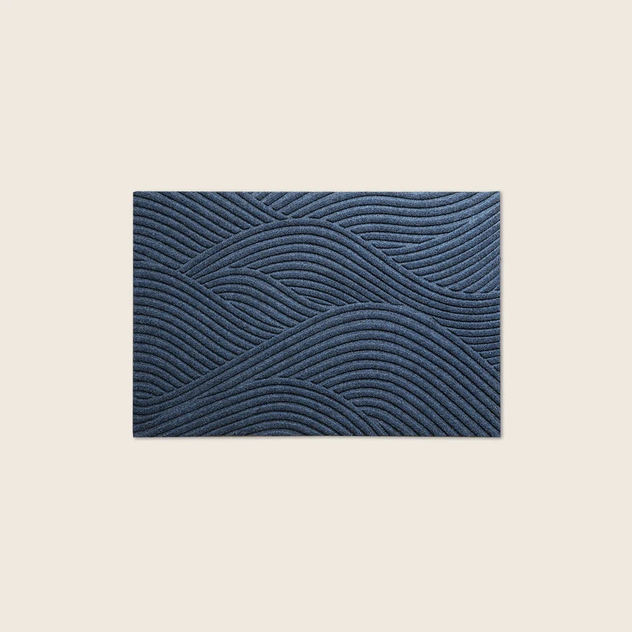Heymat Sjø All Weather Doormat doormat in Blue styled in an entryway, recycled PET yarn Norwegian design