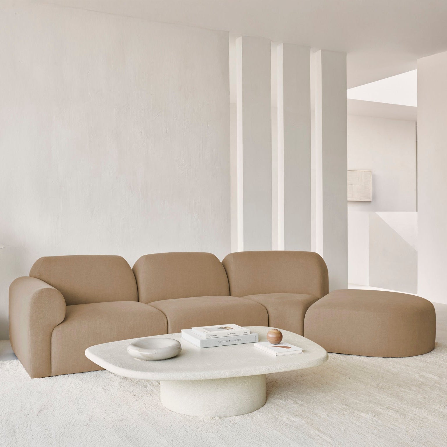 Ethnicraft Bulky Semi-Circle Footstool with FSC-certified solid wood frame, Belgian design