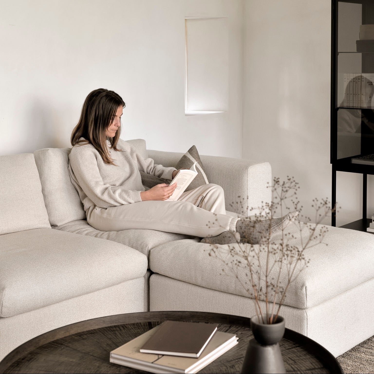 Ethnicraft Mellow Footstool with FSC-certified solid wood frame, Belgian design