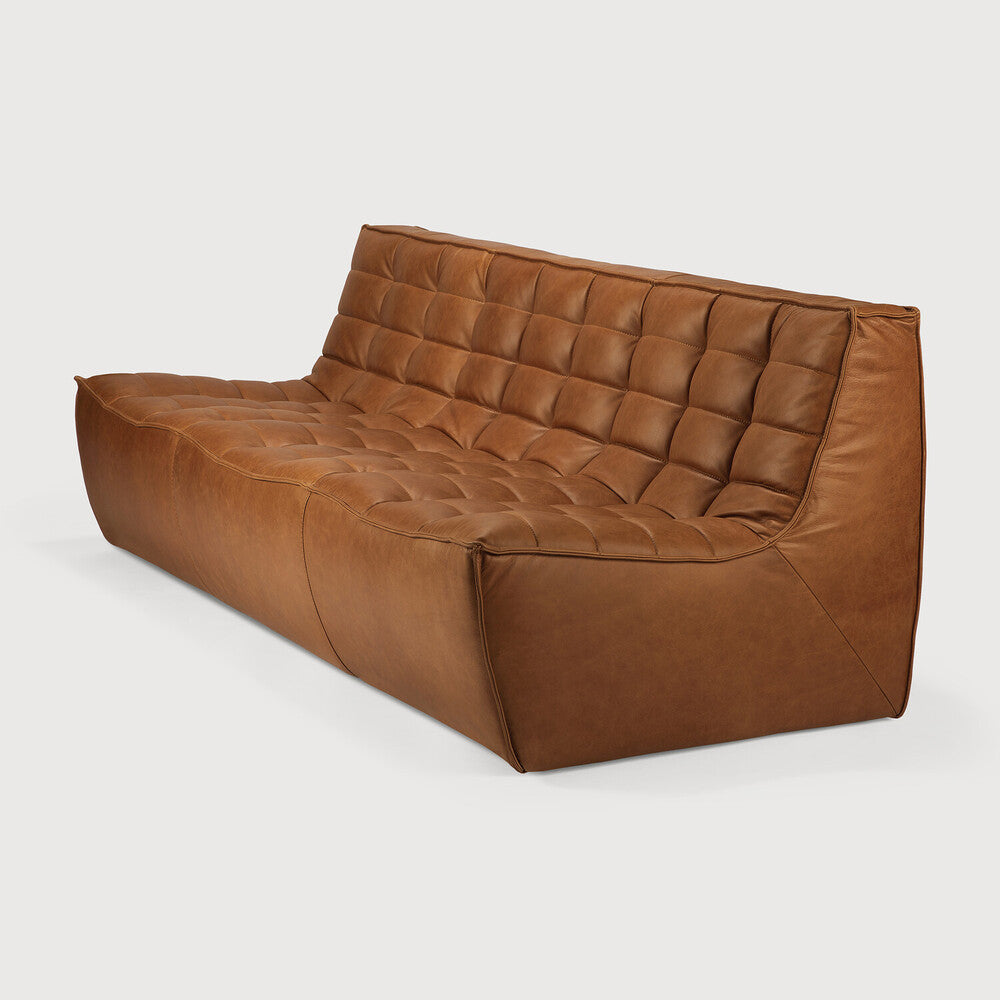 Ethnicraft N701 sofa three seater in leather, eco friendly lounge furniture crafted Comosum