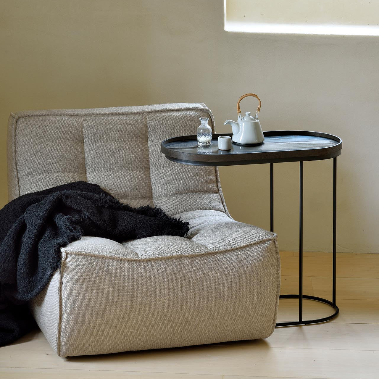 Ethnicraft Oblong Tray Side Table, FSC-certified solid wood furniture by Belgian brand