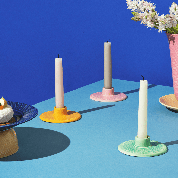 Lyngby Porcelain Rhombe Color Candle Holders