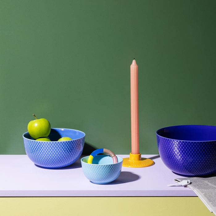 Lyngby Porcelain Rhombe Color Candle Holders