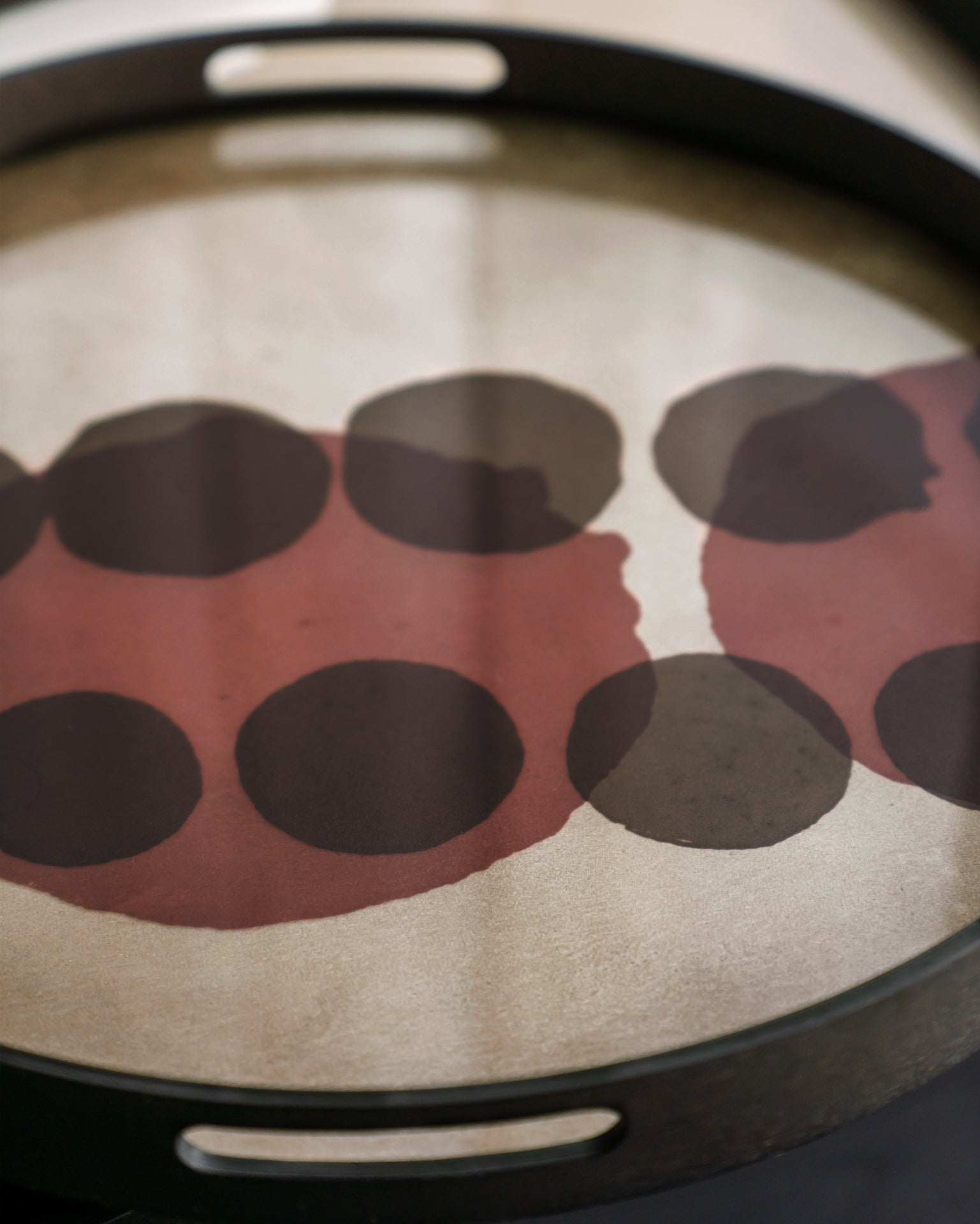 Ethnicraft Combined Dots Glass Tray with bronzed glass, Belgian-designed accessory