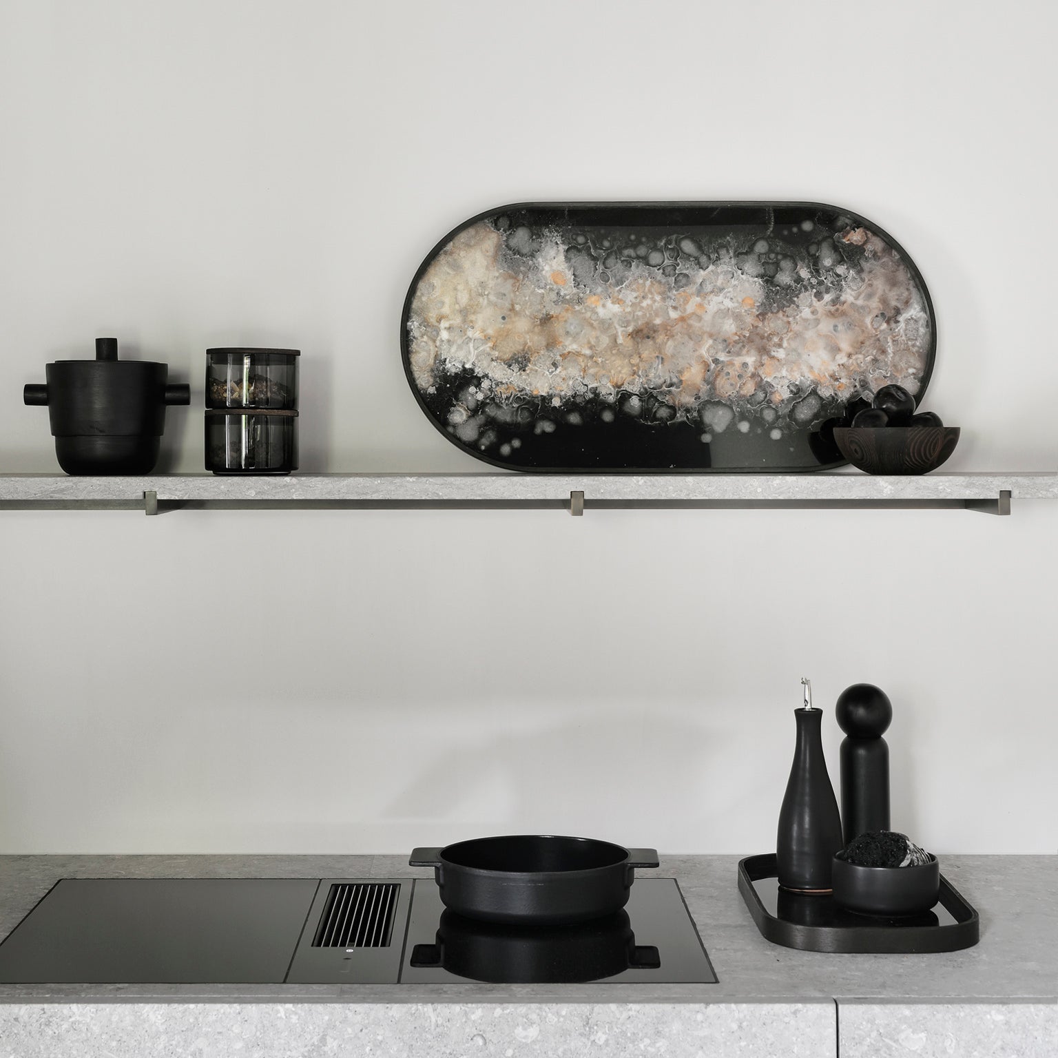 Ethnicraft Organic Glass Tray with bronzed glass, Belgian-designed accessory
