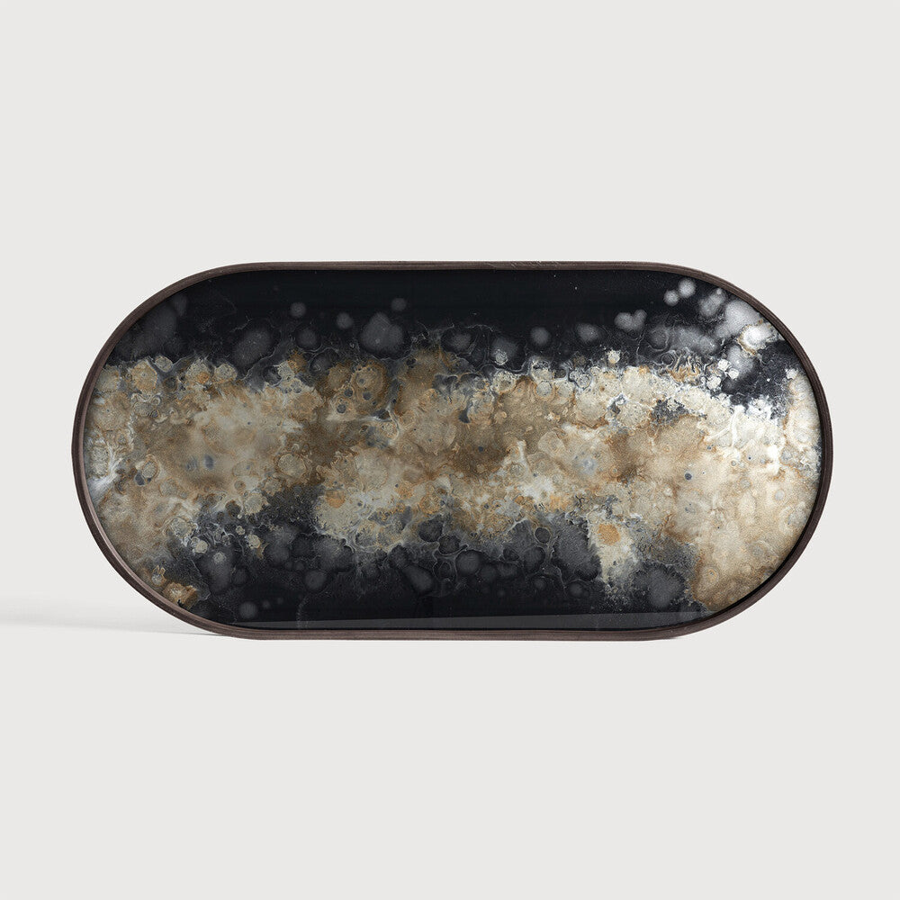 Ethnicraft Organic Glass Tray with bronzed glass, Belgian-designed accessory