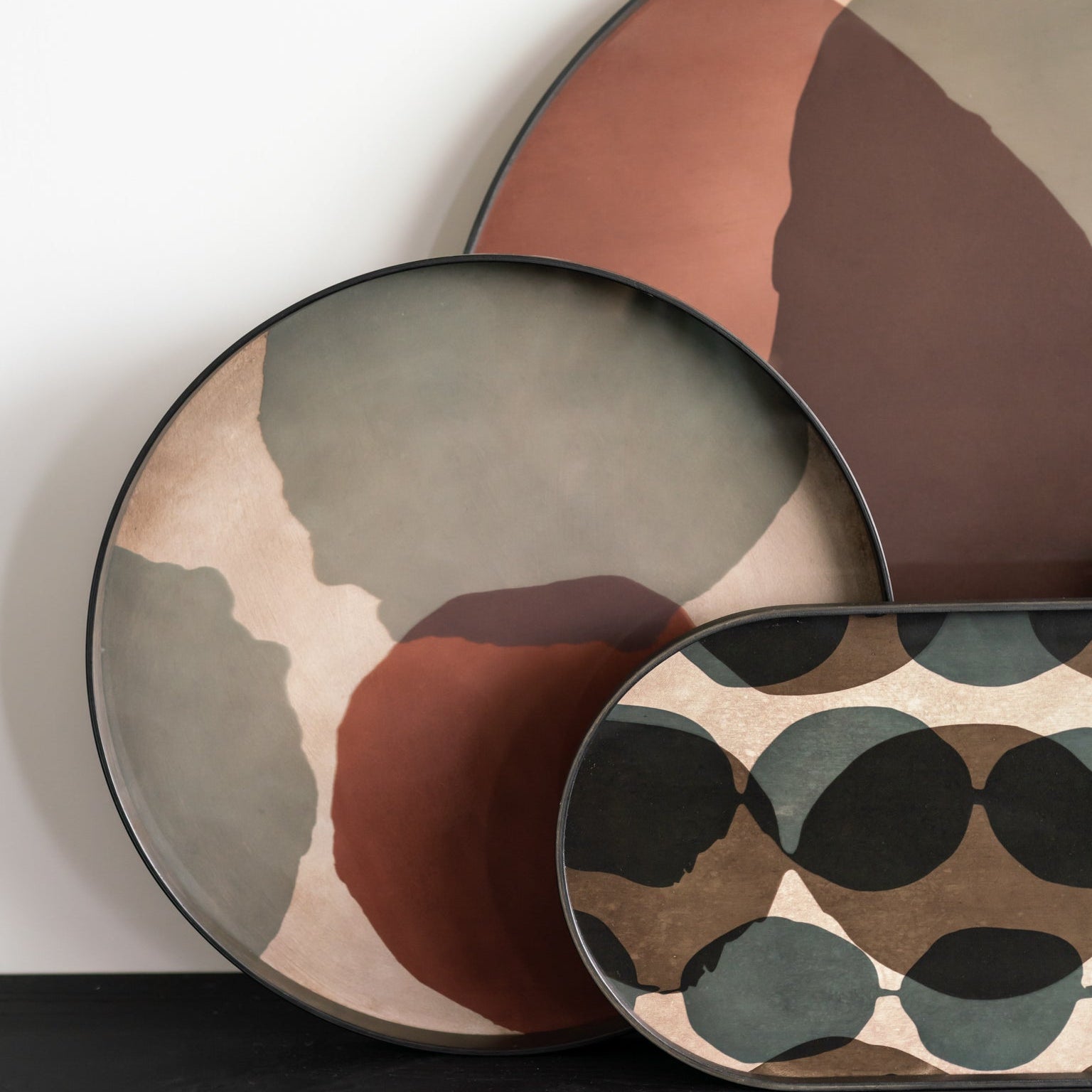 Ethnicraft Combined Dots Glass Tray with bronzed glass, Belgian-designed accessory