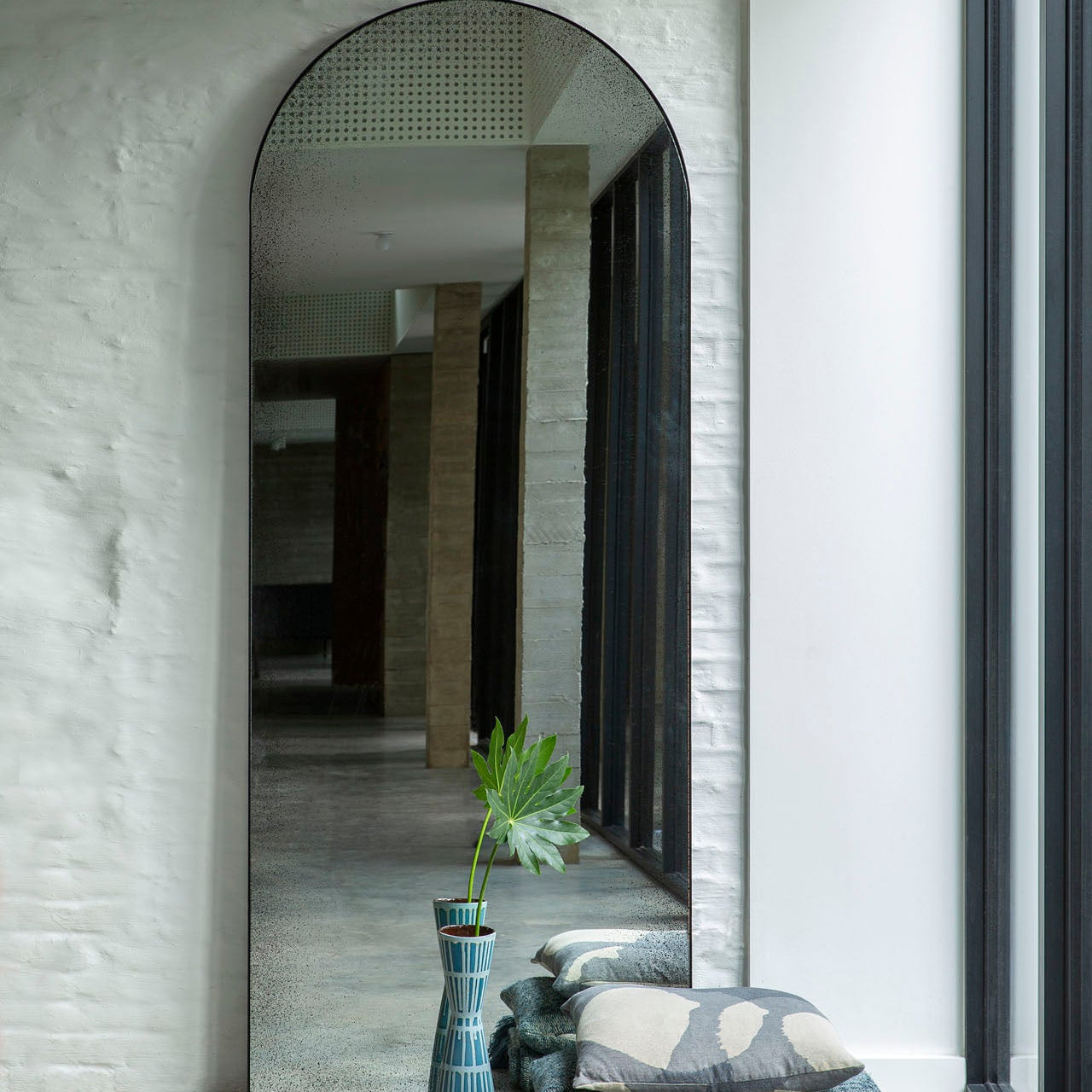 Ethnicraft Clear Gate Floor Mirror with bronzed glass and Belgian craftsmanship