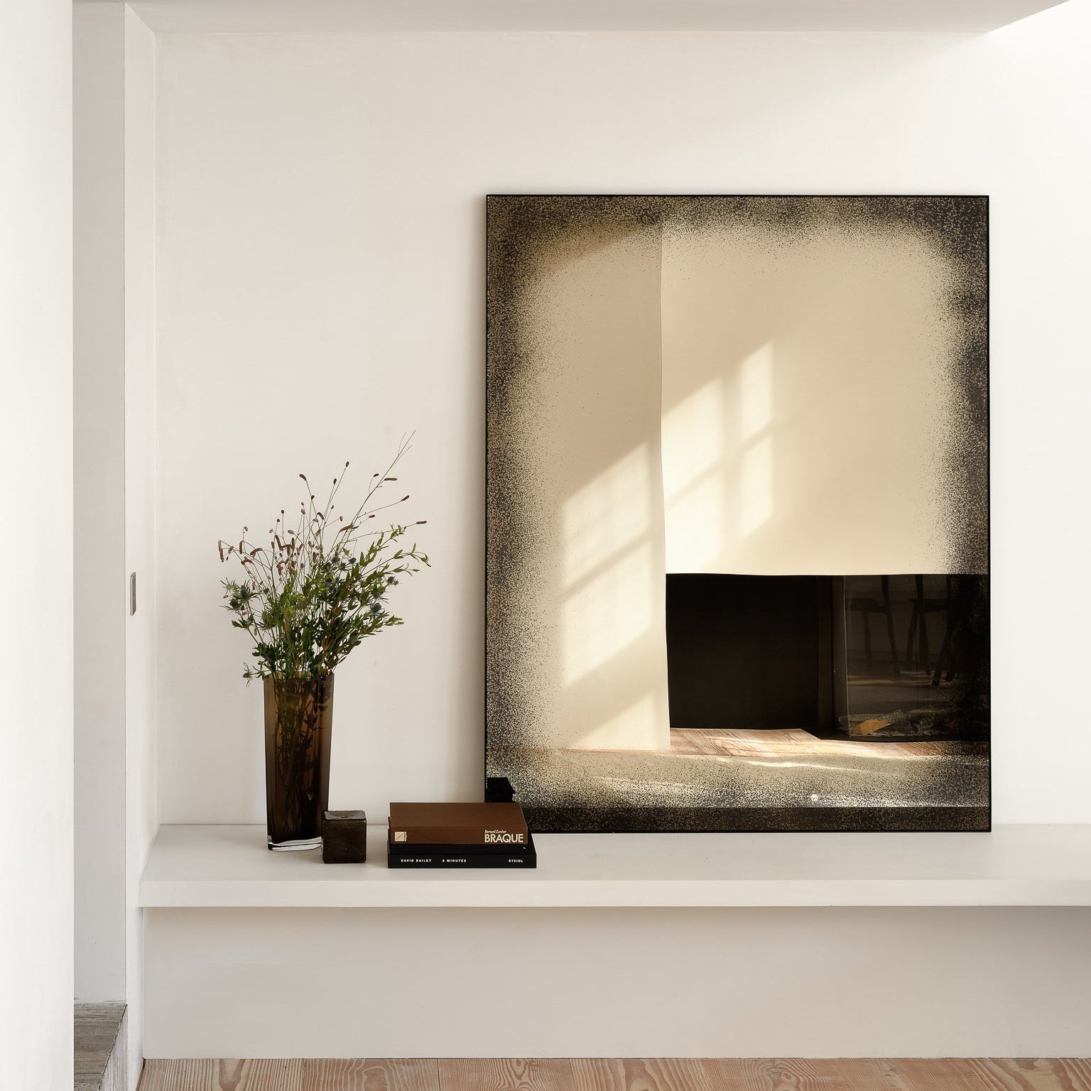 Ethnicraft Aged Wall Mirror with bronzed glass and Belgian craftsmanship