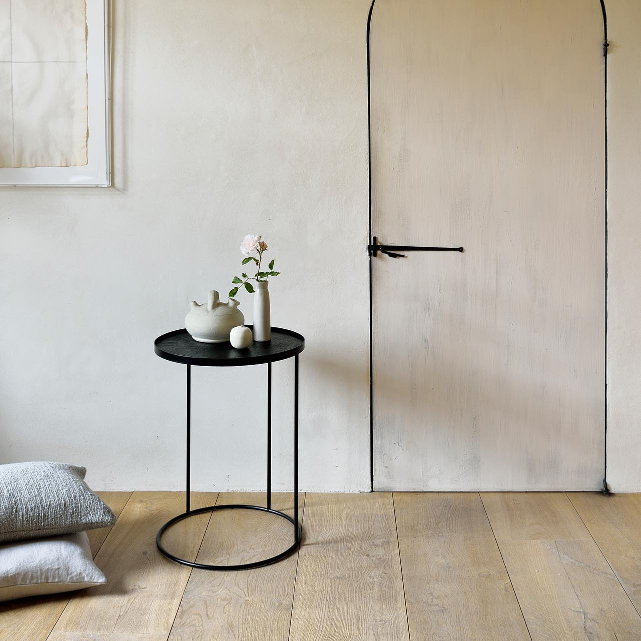 Ethnicraft Round Tray Side Table, FSC-certified solid wood furniture by Belgian brand
