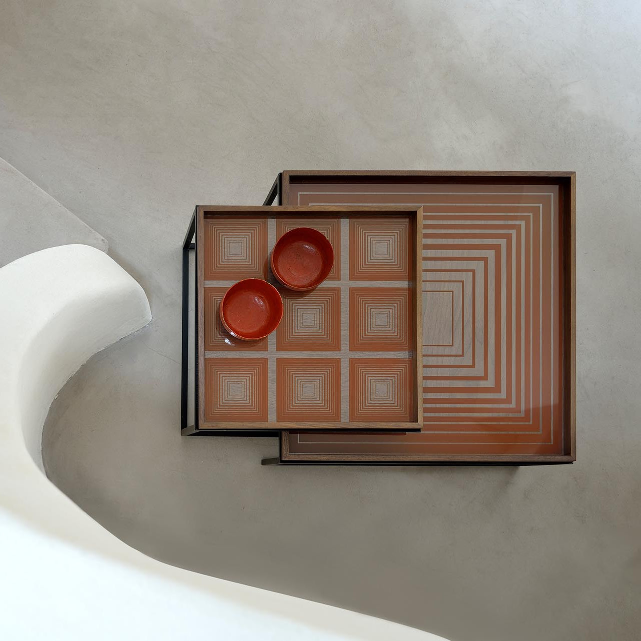 Ethnicraft Tray Square Coffee Table Set, FSC-certified solid wood furniture by Belgian brand