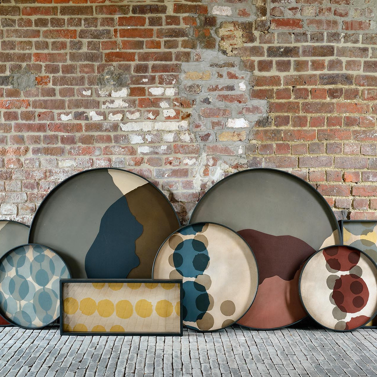 Ethnicraft Combined Dots Glass Tray with bronzed glass, Belgian-designed accessory