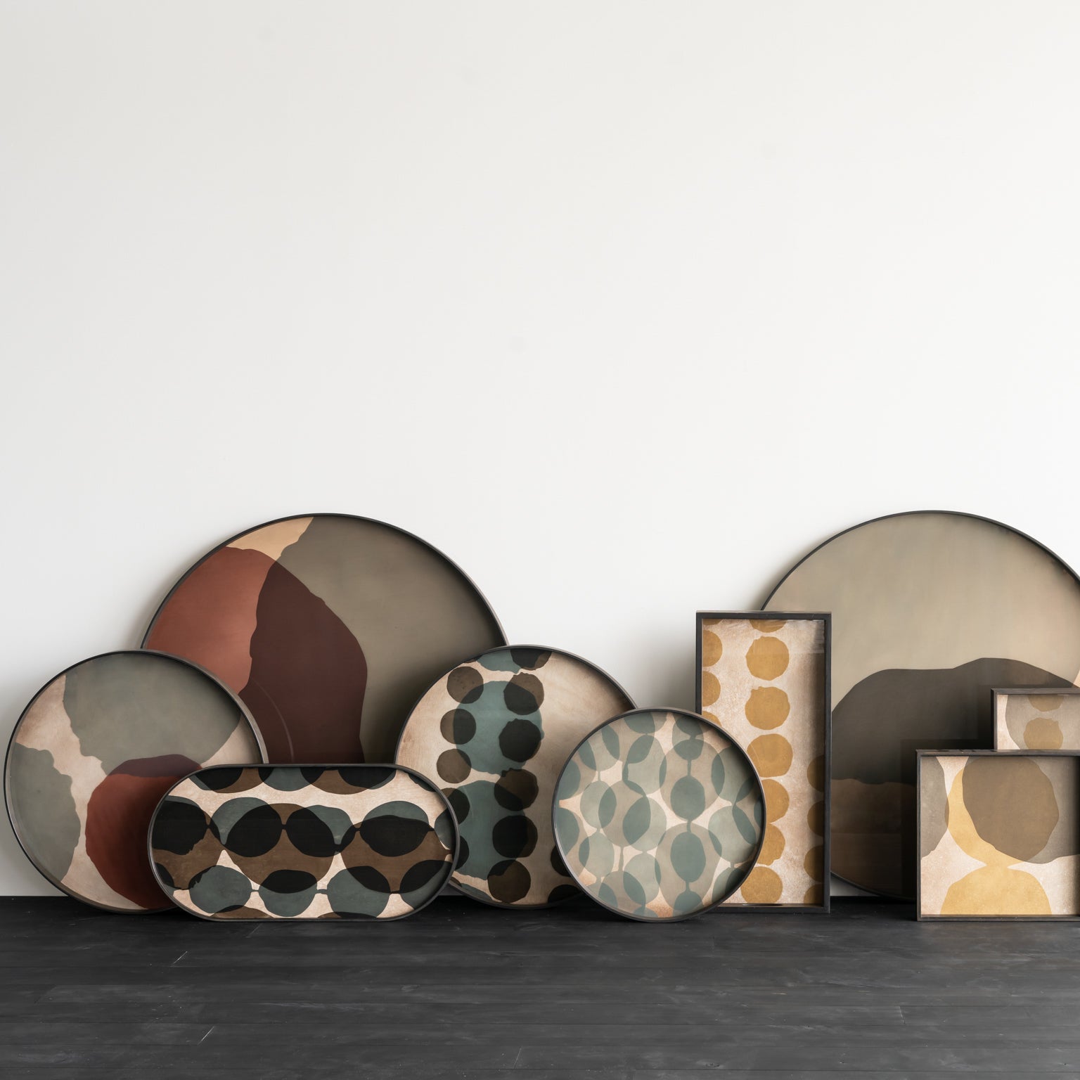 Ethnicraft Combined Dots Glass Tray with bronzed glass, Belgian-designed accessory