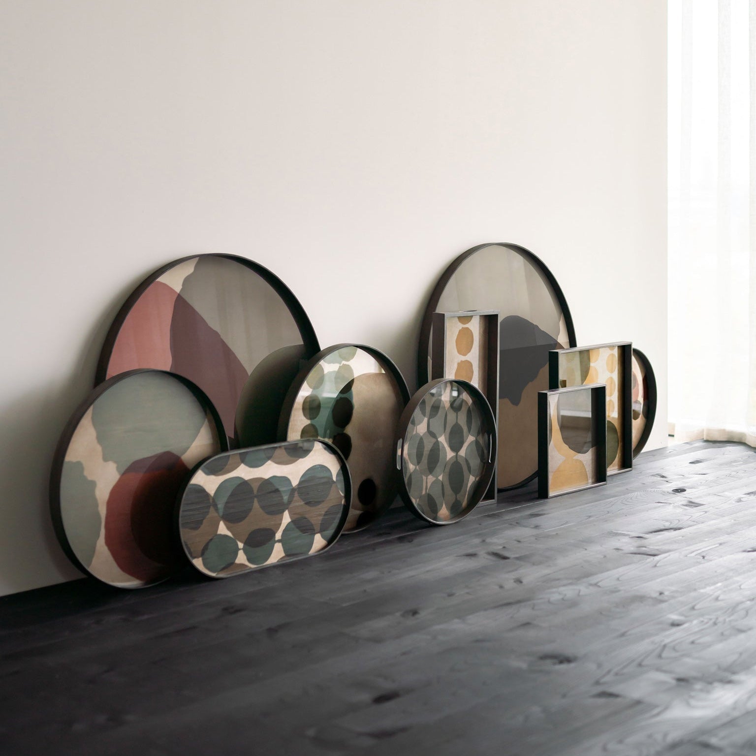 Ethnicraft Combined Dots Glass Tray with bronzed glass, Belgian-designed accessory