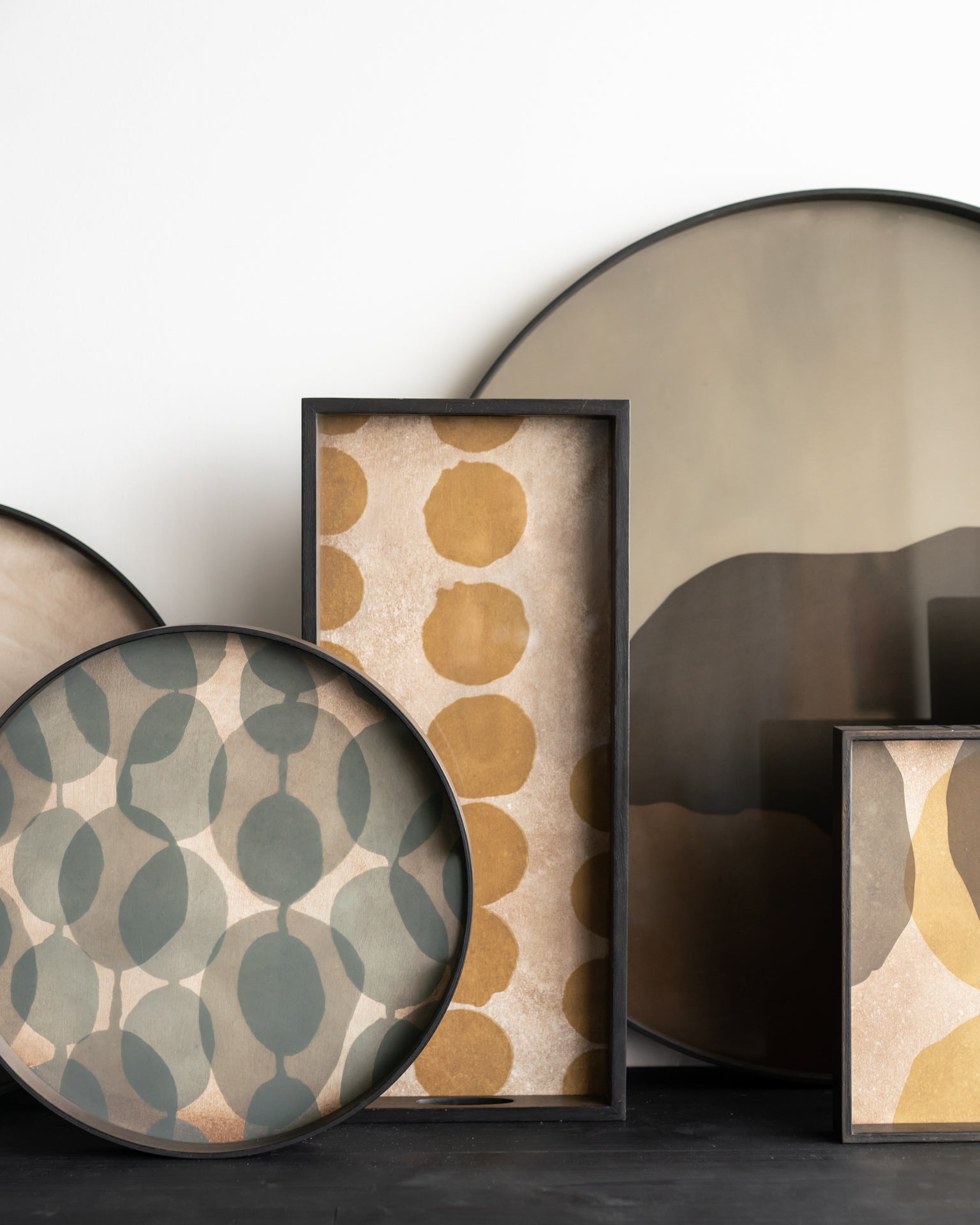 Ethnicraft Connected Dots Glass Tray with bronzed glass, Belgian-designed accessory