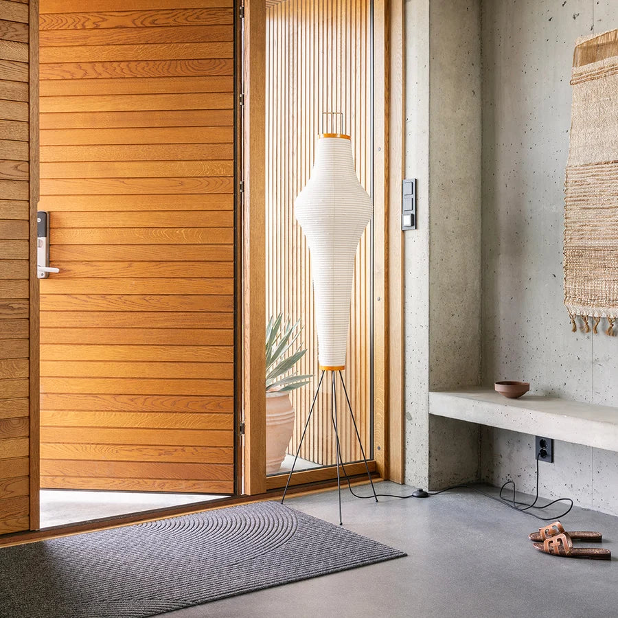 Heymat Stein All Weather Doormat doormat in Grey styled in an entryway, recycled PET yarn Norwegian design