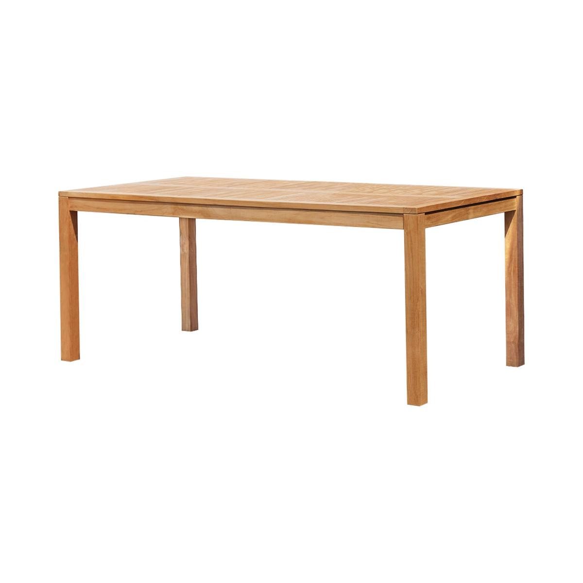 Tikamoon Teo teak outdoor dining table styled on a garden terrace