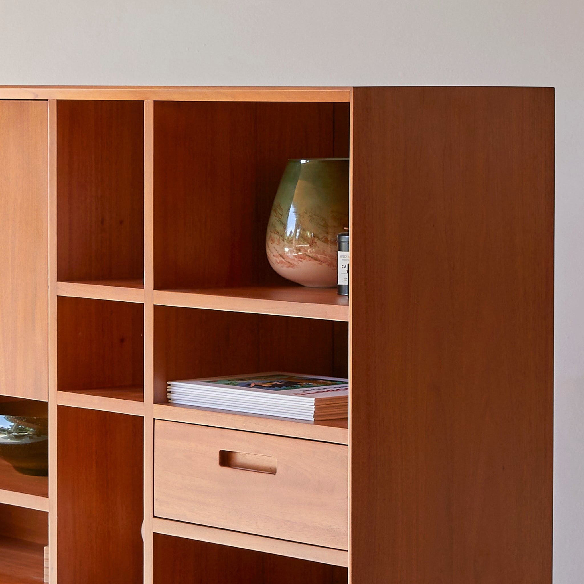 Tikamoon Magda highboard in solid mahogany, rear view