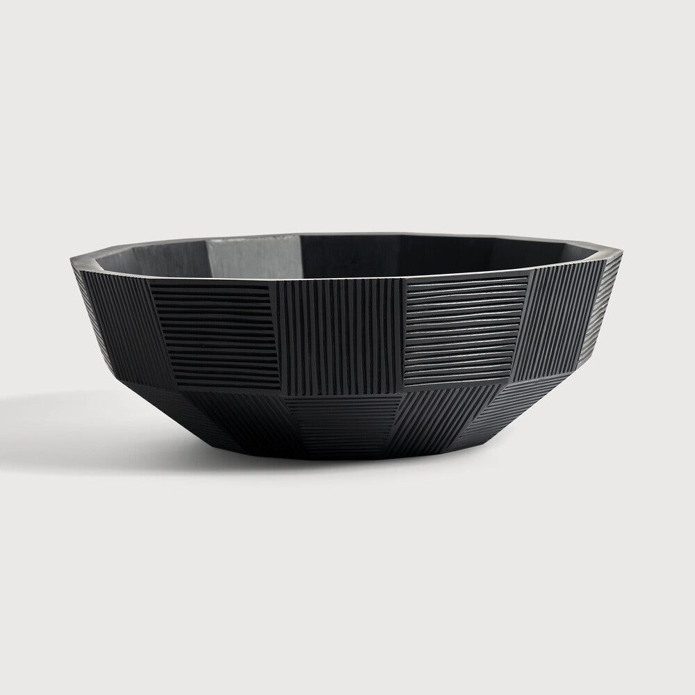 Ethnicraft Striped Bowl, FSC-certified solid wood furniture by Belgian brand