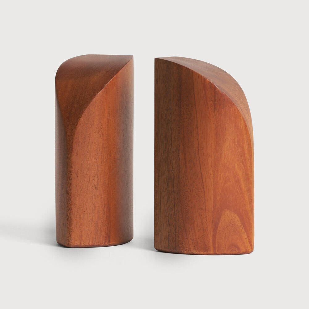 Ethnicraft PI Book Ends- Mahogany in mahogany, FSC-certified solid mahogany