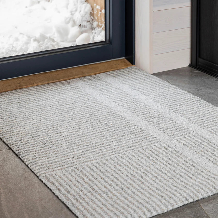 Heymat Løype Doormat in Breezy Beige, recycled PET yarn doormat, Norwegian sustainable design