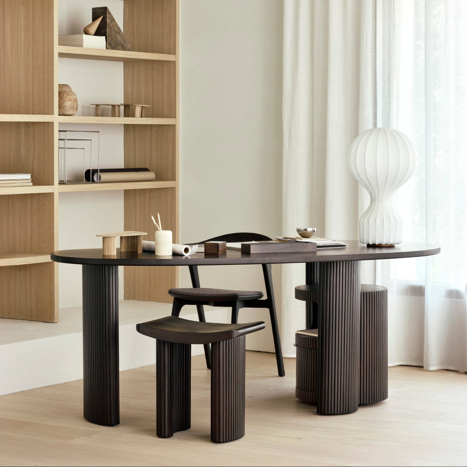 Ethnicraft Roller Max Stool, FSC-certified solid wood furniture by Belgian brand