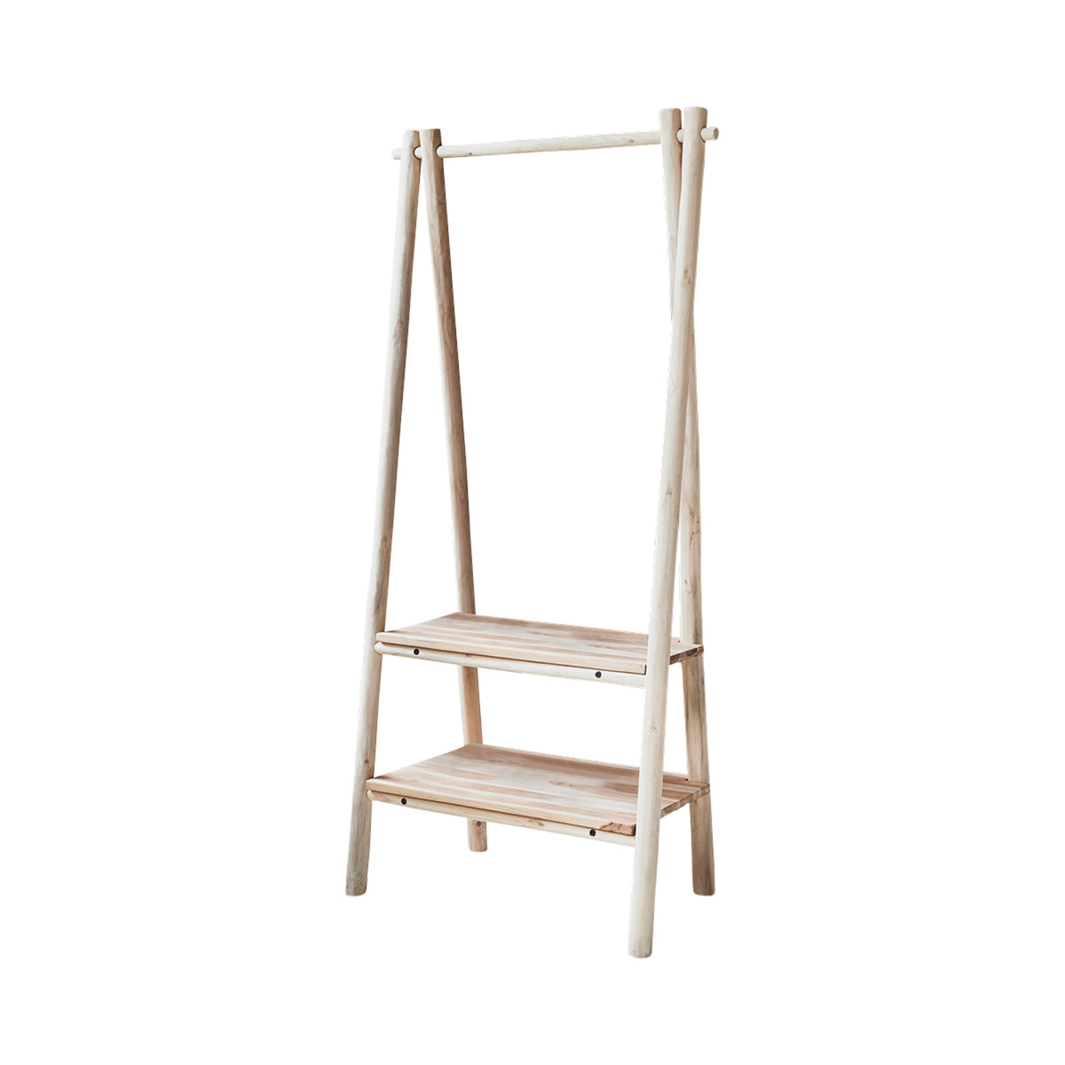 Tikamoon Kilim bathroom shelving in solid teak, styled in a bathroom