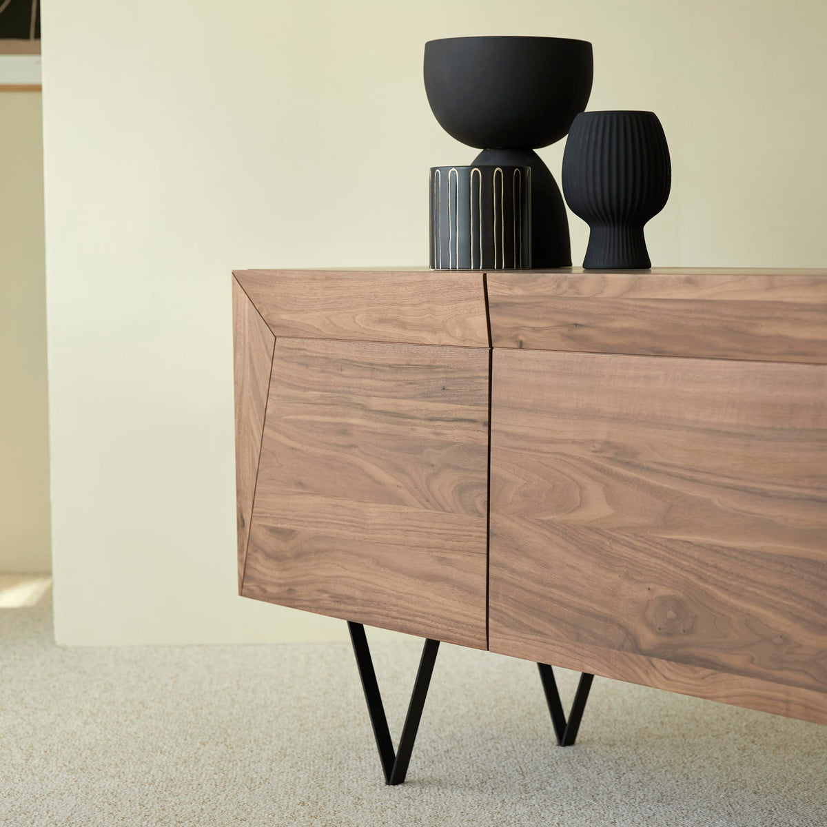Tikamoon Metric sideboard in solid walnut, side profile