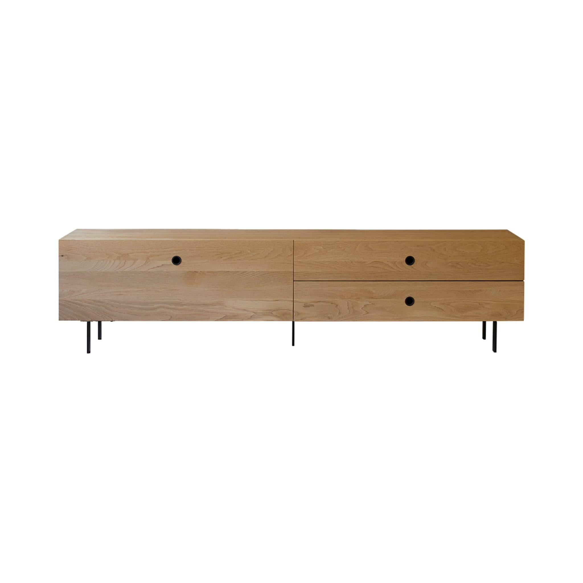 Close-up of leg and base joinery on the Tikamoon Jeanne TV stand
