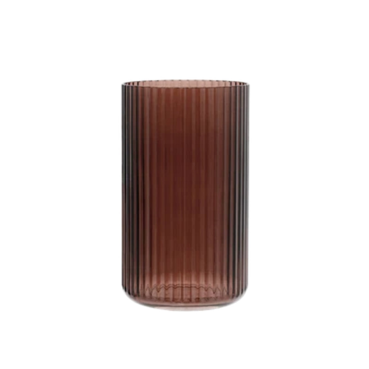 Lyngby Porcelæn ribbed glass vase in a deep red-brown tint