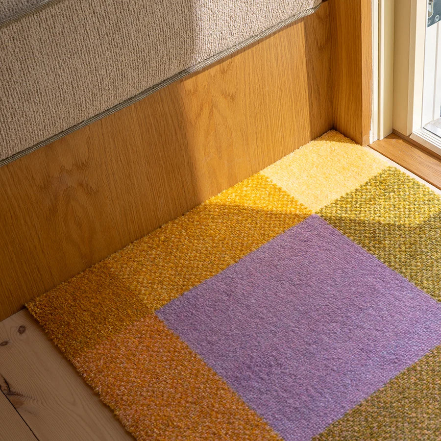 Heymat Mix Teklan in Teklan multicolor, recycled PET yarn doormat, Norwegian sustainable design