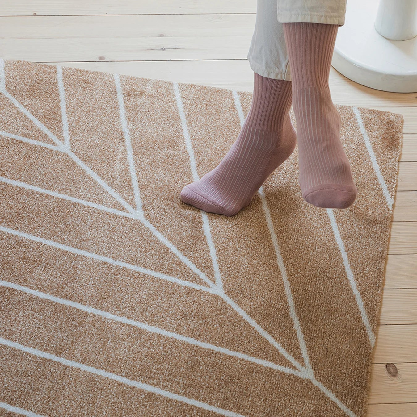 Heymat Eine in Dawn, recycled PET yarn doormat, Norwegian sustainable design