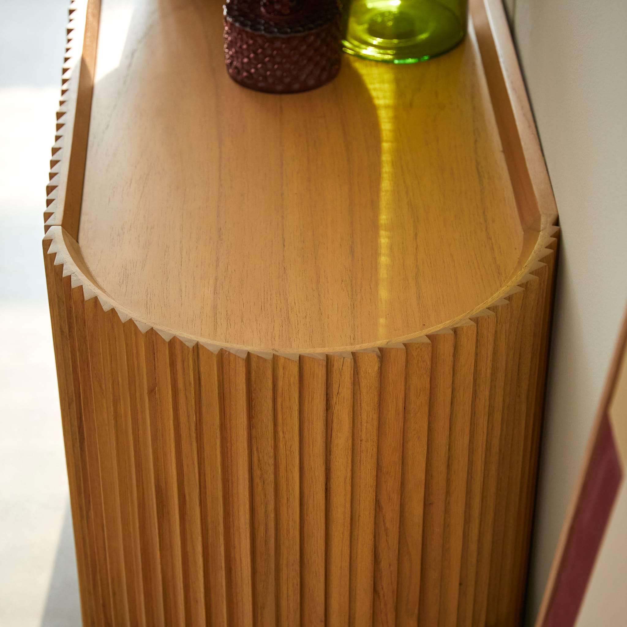 Tikamoon Lou Art Deco sideboard in mindi wood, alternate angle
