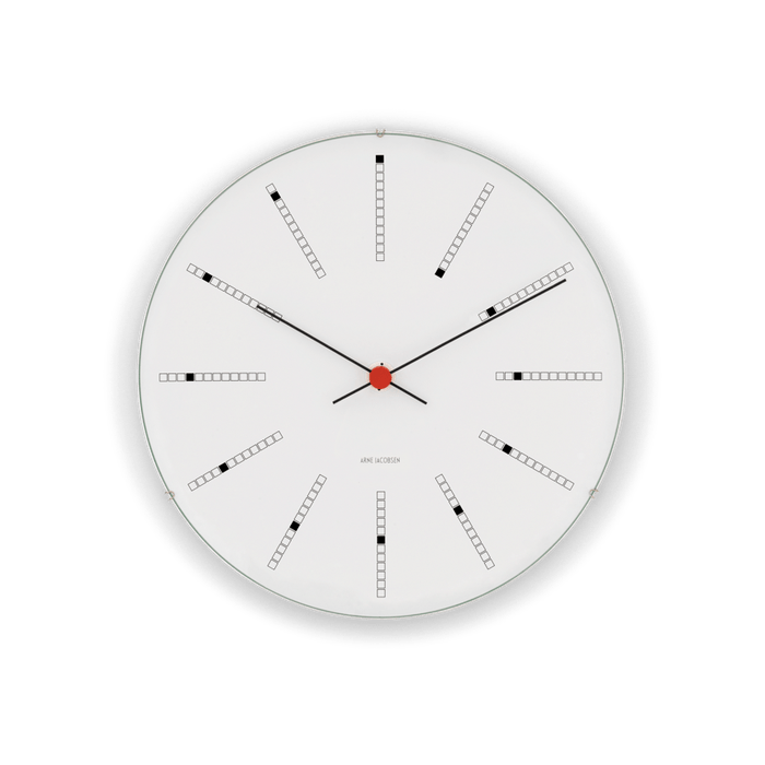 Arne Jacobsen Bankers Wall Clock White/Black/Red