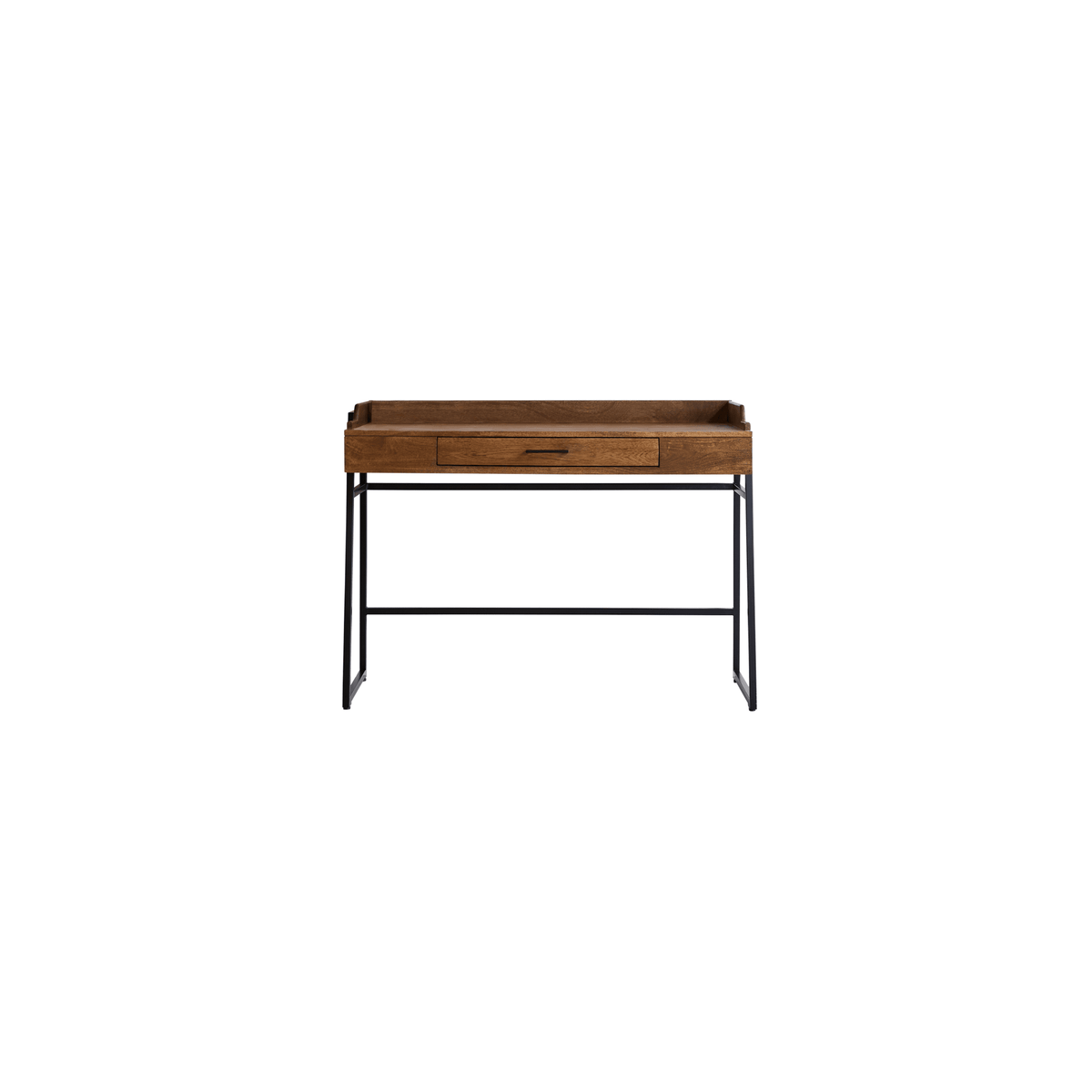 Tikamoon Hedda desk in solid mango and metal, styled in a bedroom workspace