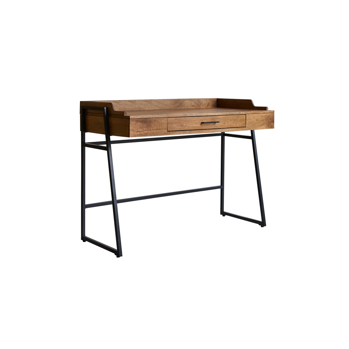 Tikamoon Hedda desk in solid mango and metal, styled in a home office