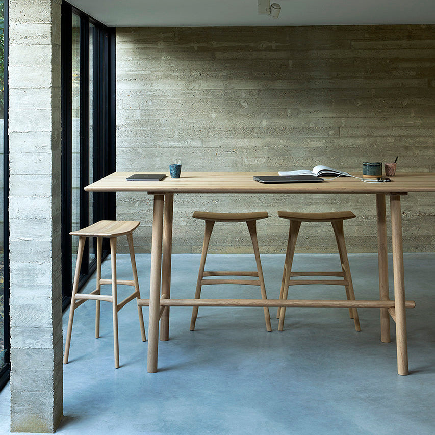 Ethnicraft Osso Bar Stool in oak, FSC-certified solid oak