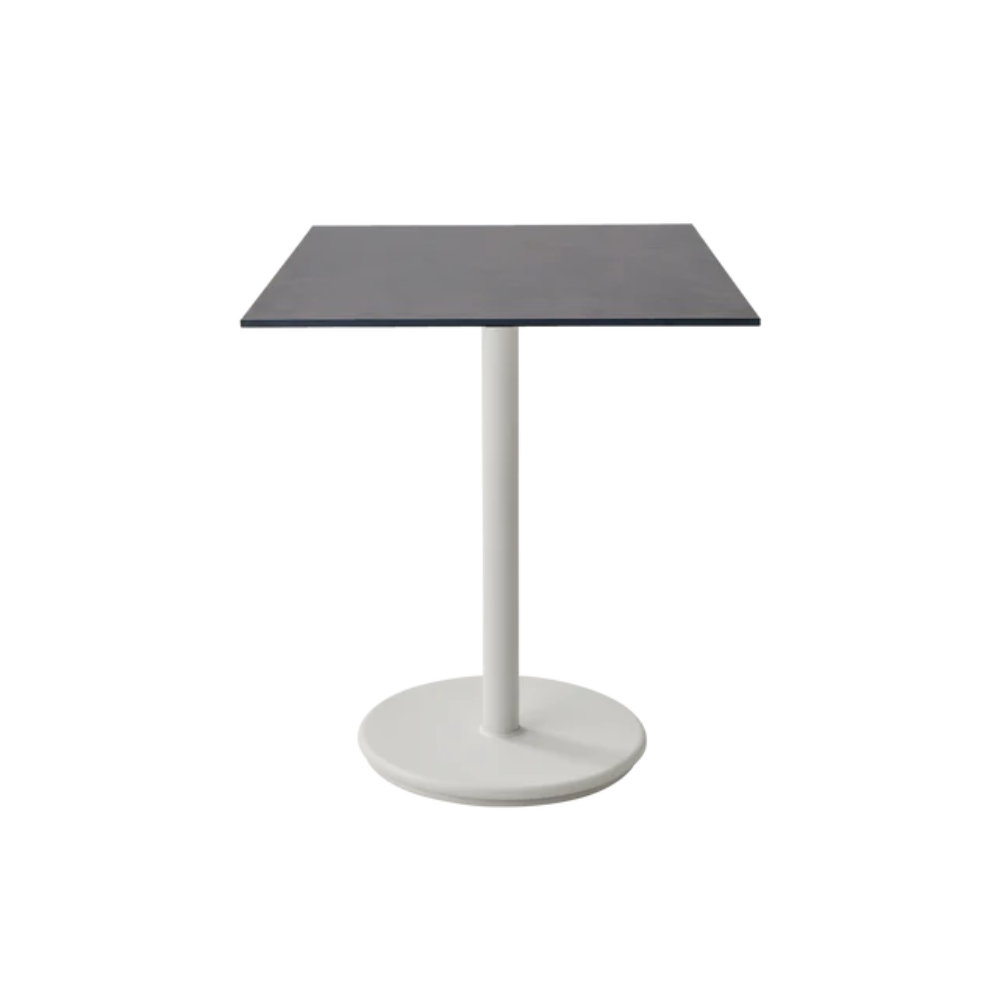 Cane-line Go Café Table Square 30×30" in Sand with Dark Gray table top, aluminum