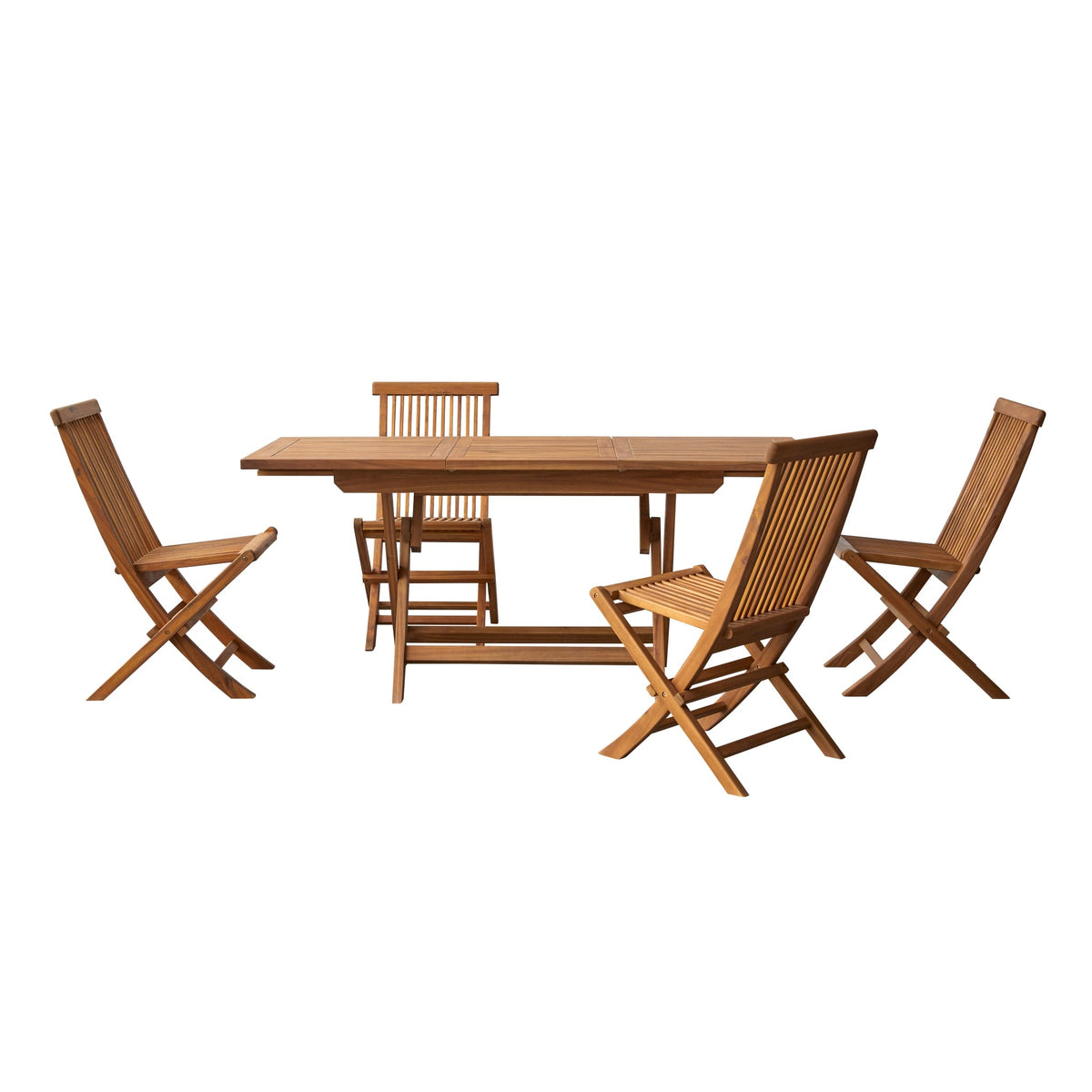 Tikamoon Capri folding acacia dining set styled on a patio