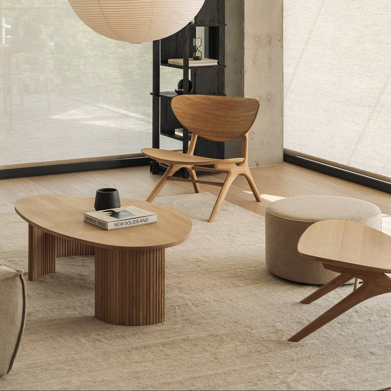 Ethnicraft Boomerang Coffee Table in oak, FSC-certified solid oak