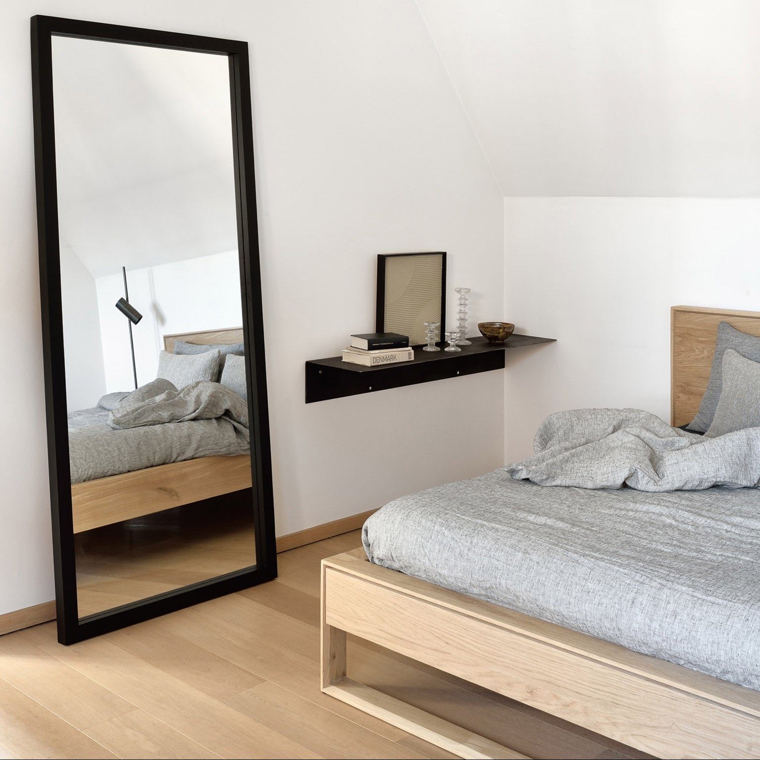 Ethnicraft Light Frame Floor Mirror with bronzed glass and Belgian craftsmanship