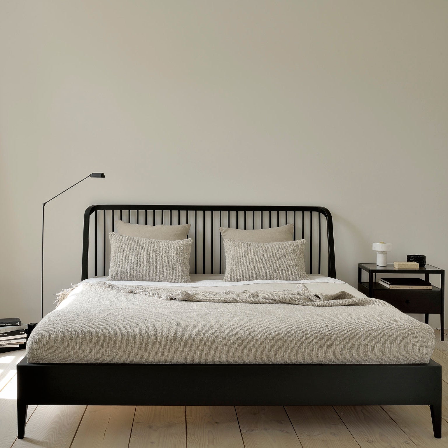 Ethnicraft Oak Spindle Bed in oak, FSC-certified solid oak, Belgian solid wood furniture