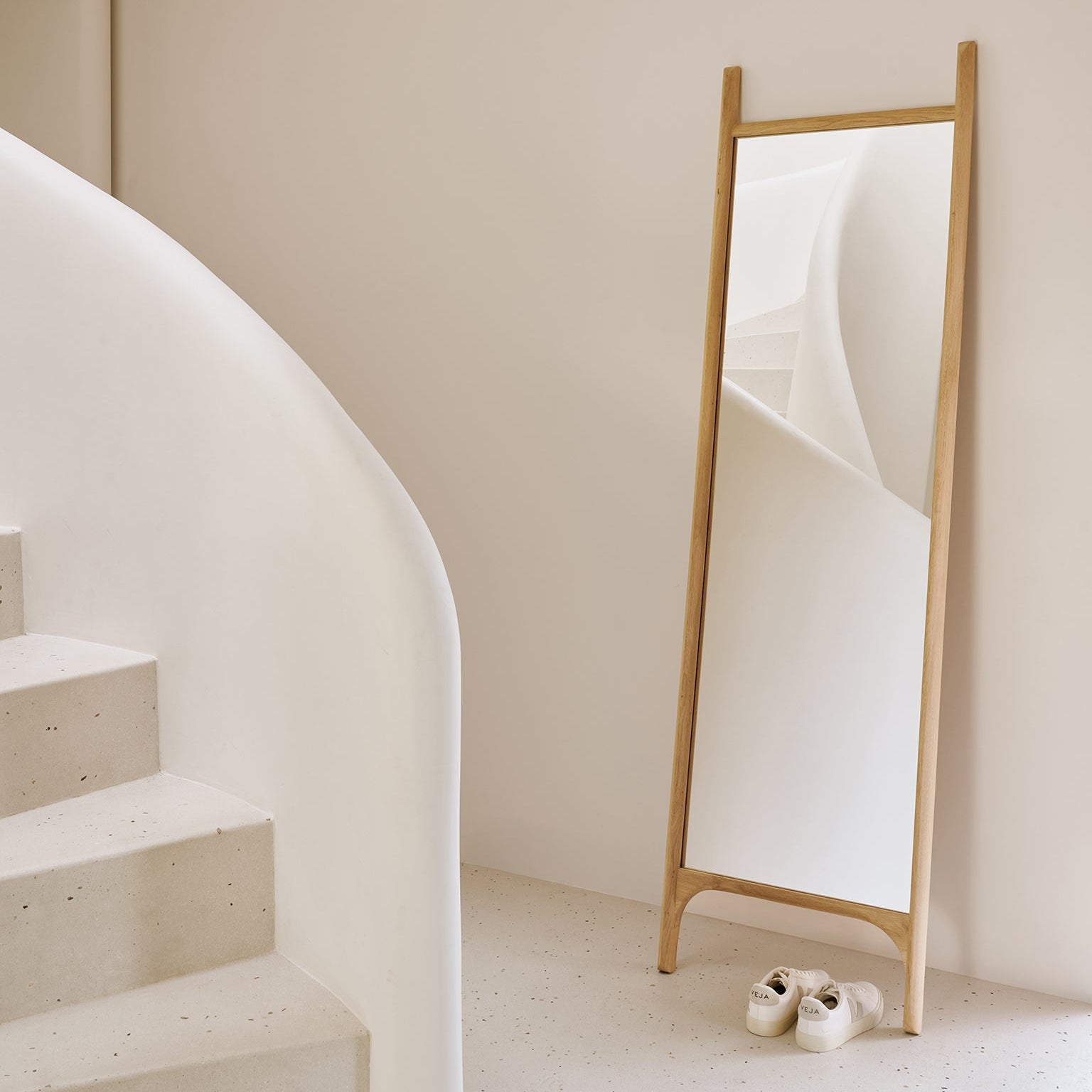 Ethnicraft Pi Floor Mirror with bronzed glass and Belgian craftsmanship