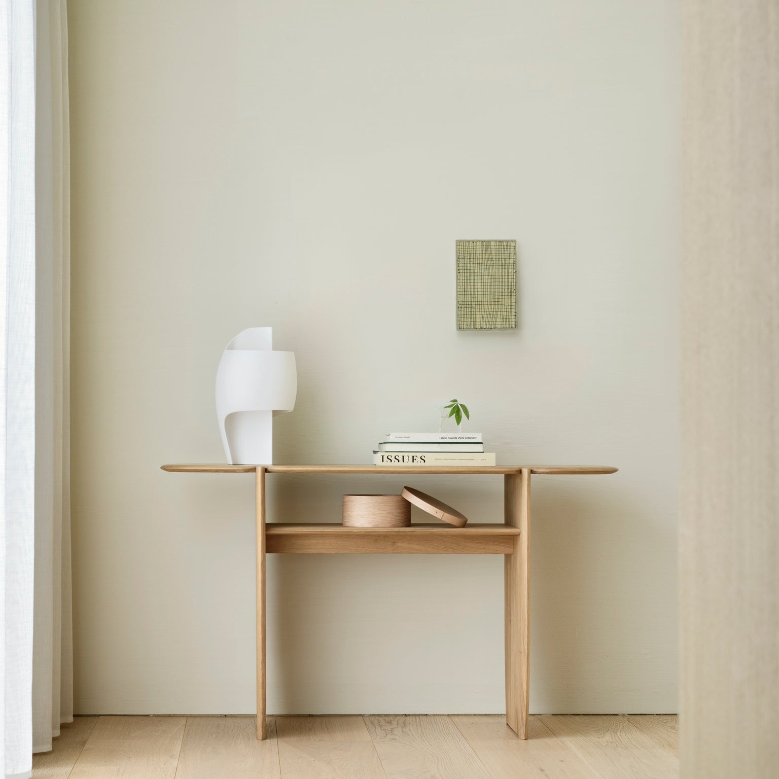Ethnicraft Pi Console Table in oak, FSC-certified solid oak