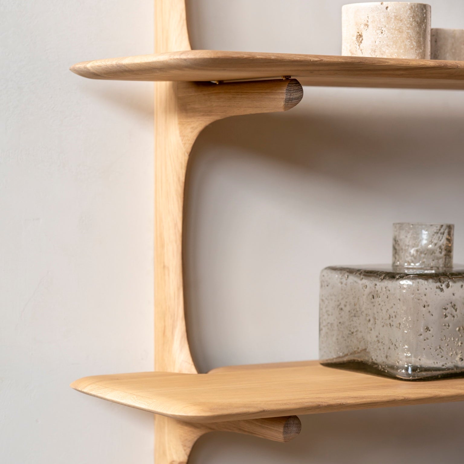 Ethnicraft PI Wall Shelf in oak, FSC-certified solid oak
