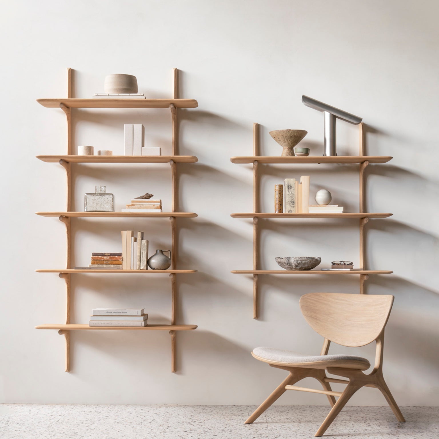Ethnicraft PI Wall Shelf in oak, FSC-certified solid oak